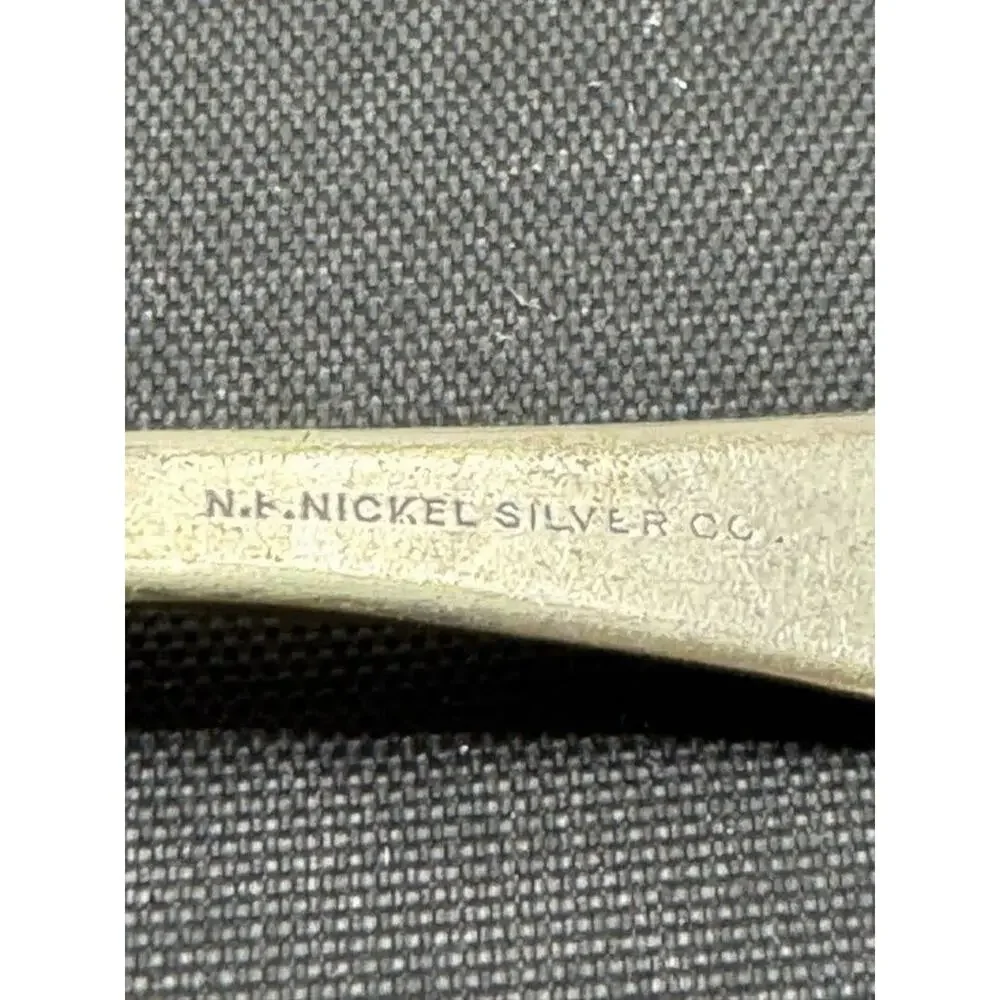 Antique NF Nickel Silver Co Julep Strainer Bon Bon Nut Spoon Scalloped Shell 4
